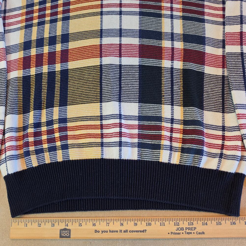 Nautica Vintage 90s Men's Plaid Multicolor Grandpa Sweater 100% Cotton Sz Small - Picture 4 of 7